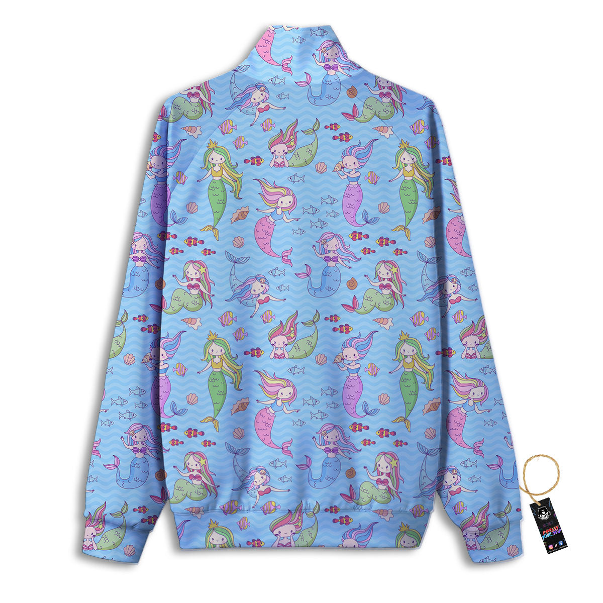 Cartoon Mermaid Print Pattern Track Jacket-grizzshop