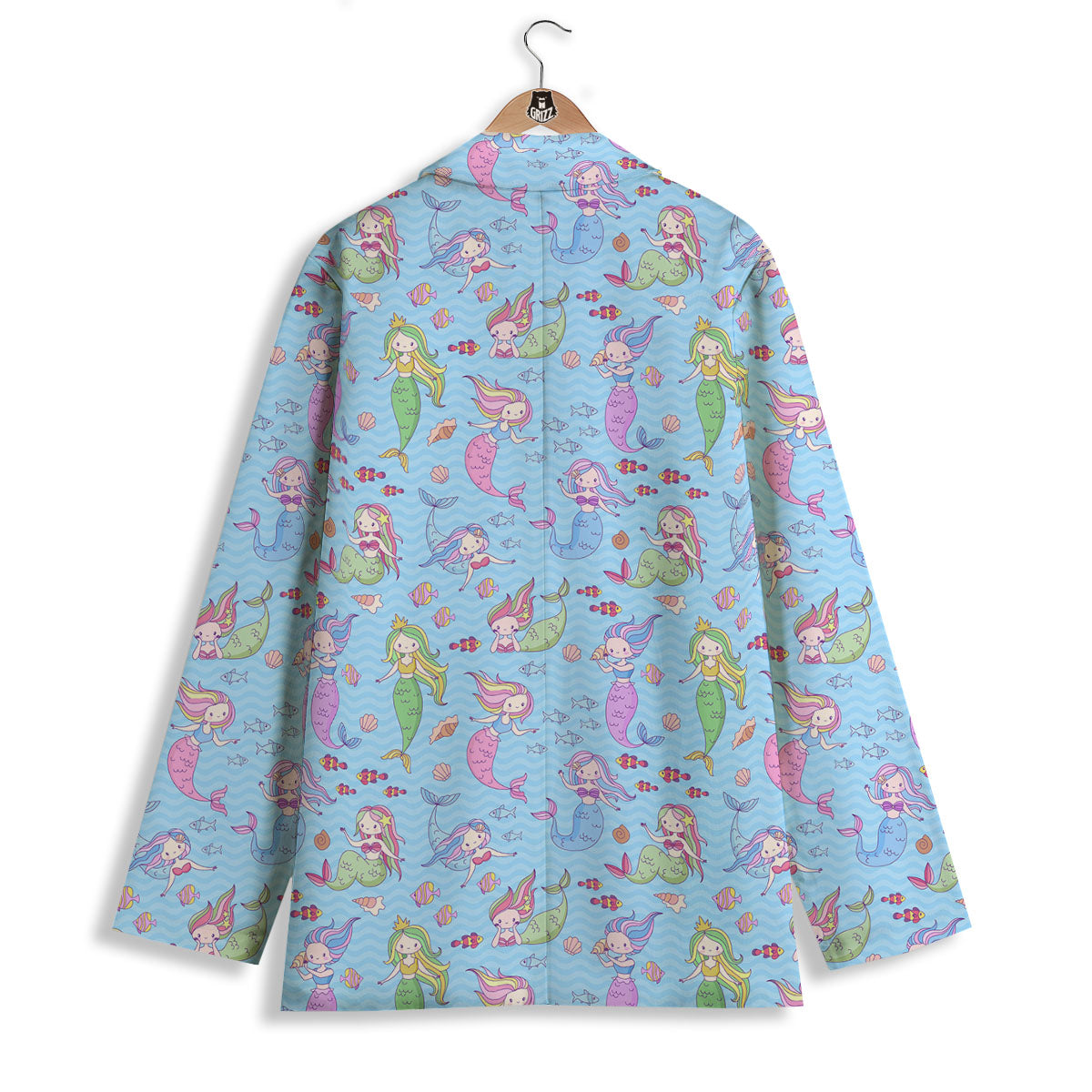 Cartoon Mermaid Print Pattern Women's Blazer-grizzshop