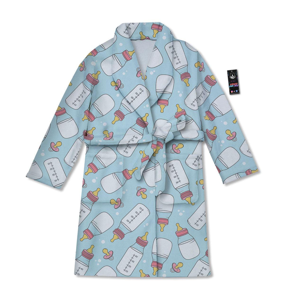 Cartoon Milk Bottle Print Pattern Bathrobe-grizzshop