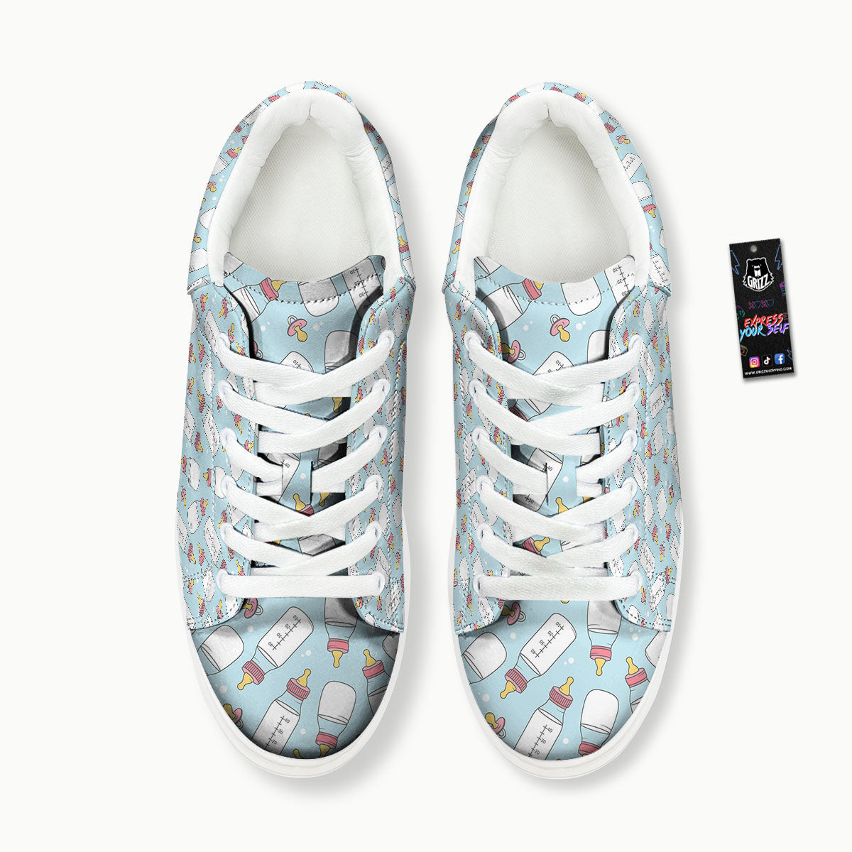 Cartoon Milk Bottle Print Pattern Platform Shoes-grizzshop