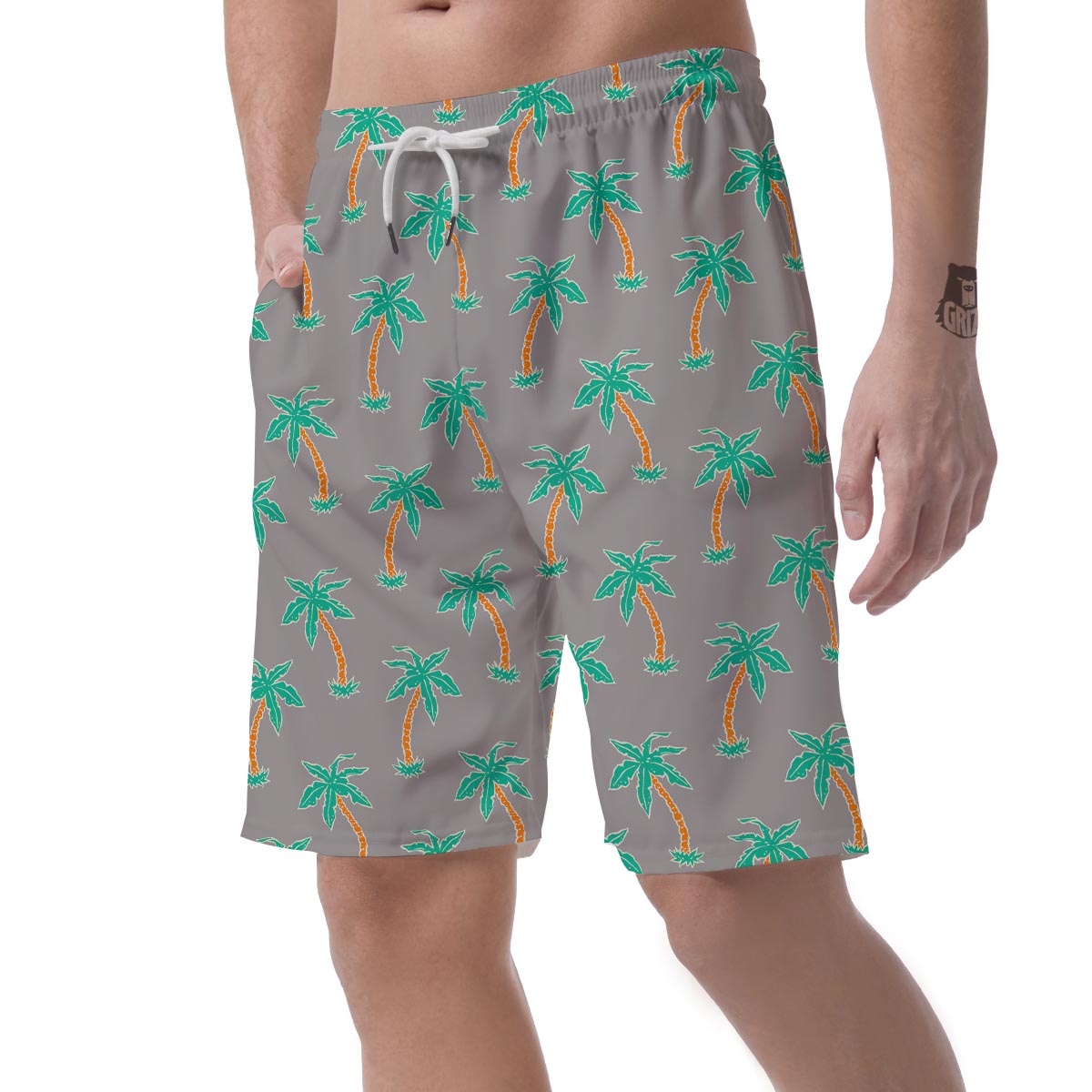 Cartoon Palm Tree Hawaiian Print Men's Shorts-grizzshop