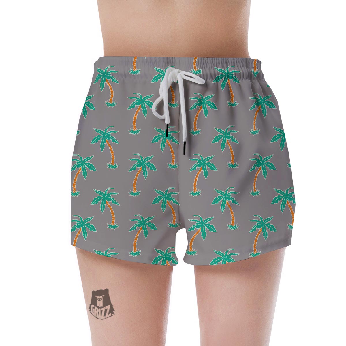 Cartoon Palm Tree Hawaiian Print Women's Shorts-grizzshop