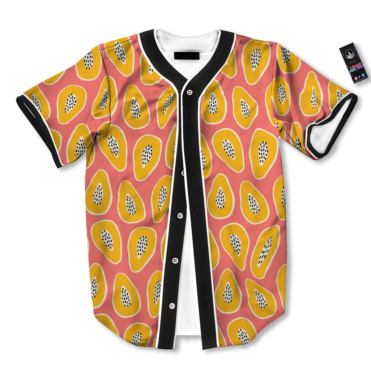 Cartoon Papaya Pink Print Pattern Baseball Jersey-grizzshop