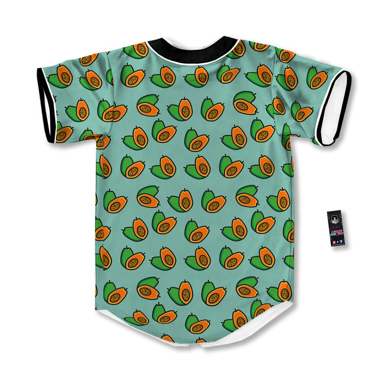 Cartoon Papaya Print Pattern Baseball Jersey-grizzshop