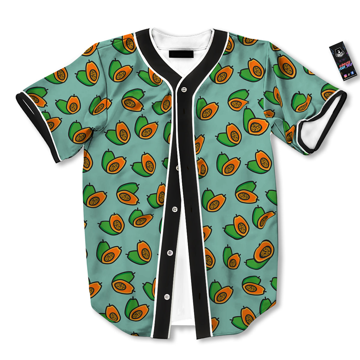 Cartoon Papaya Print Pattern Baseball Jersey-grizzshop
