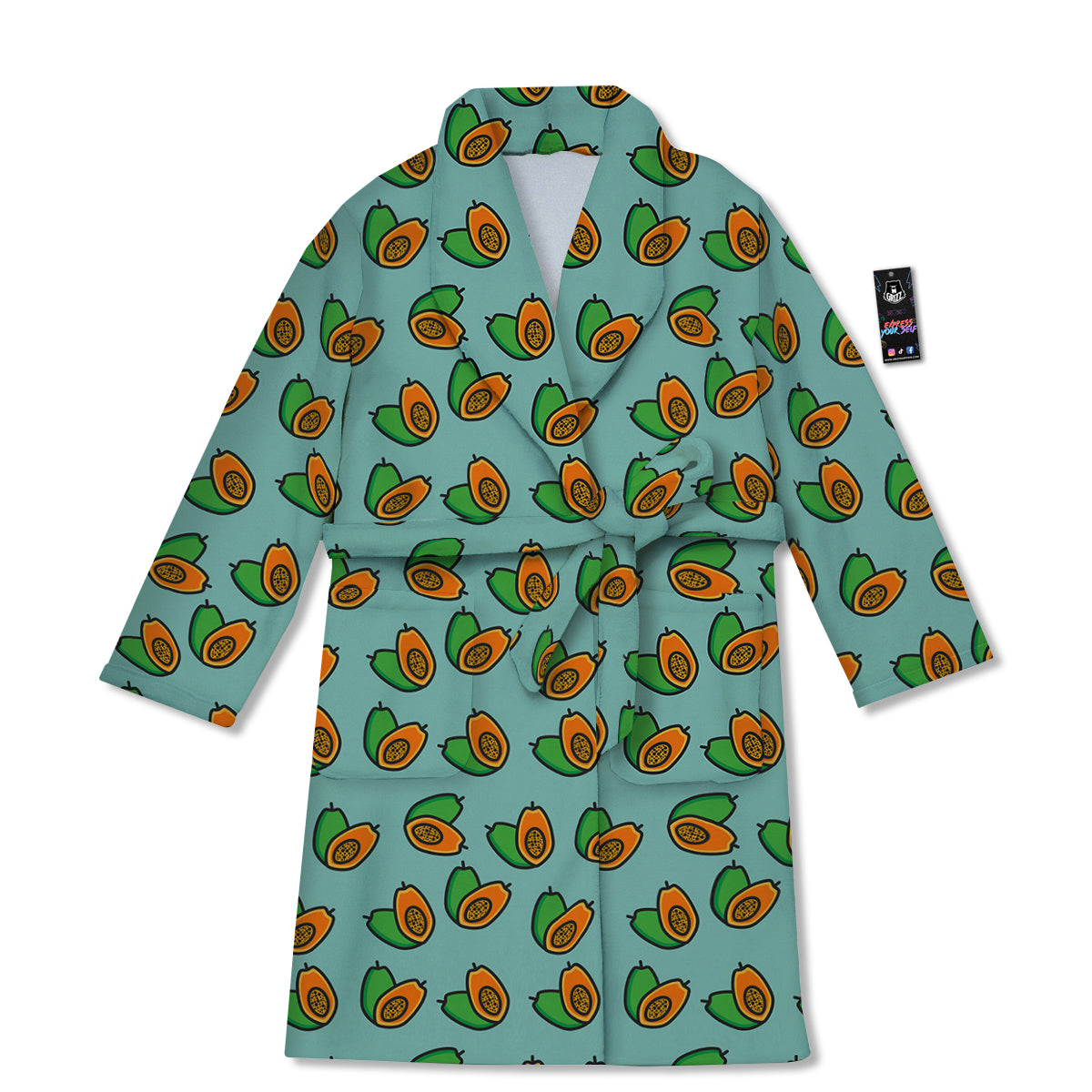 Cartoon Papaya Print Pattern Bathrobe-grizzshop