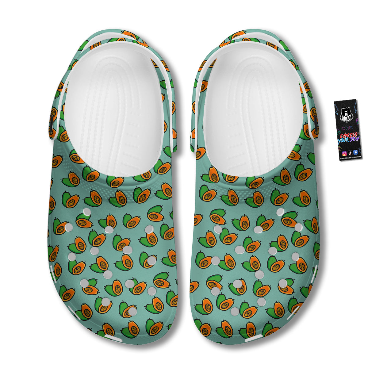 Cartoon Papaya Print Pattern Clog-grizzshop