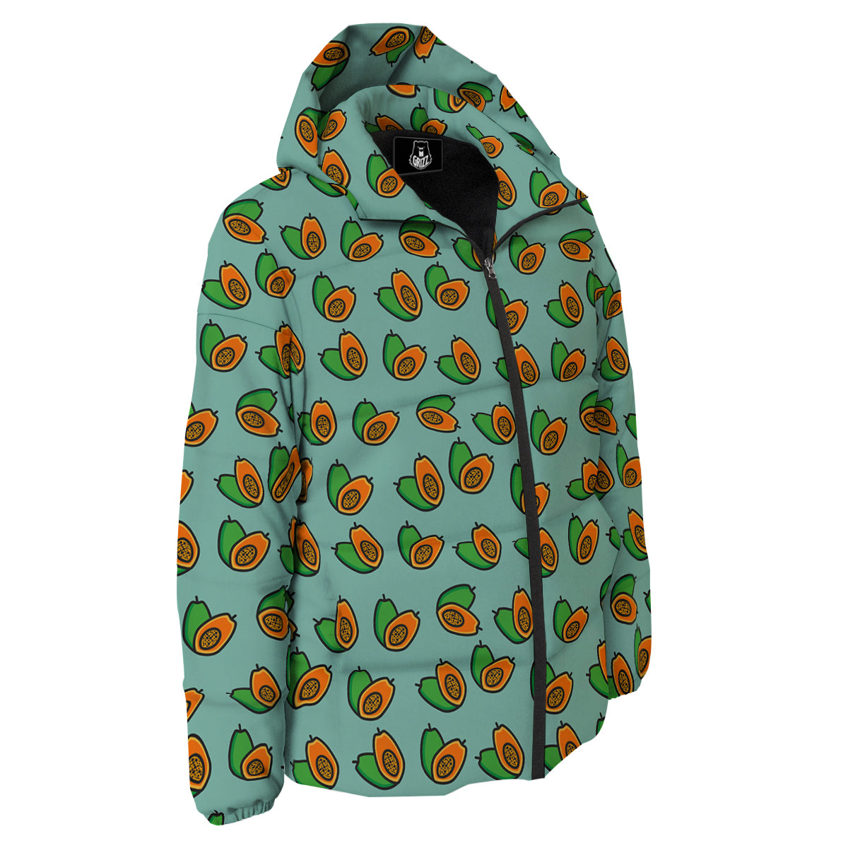 Cartoon Papaya Print Pattern Down Jacket-grizzshop