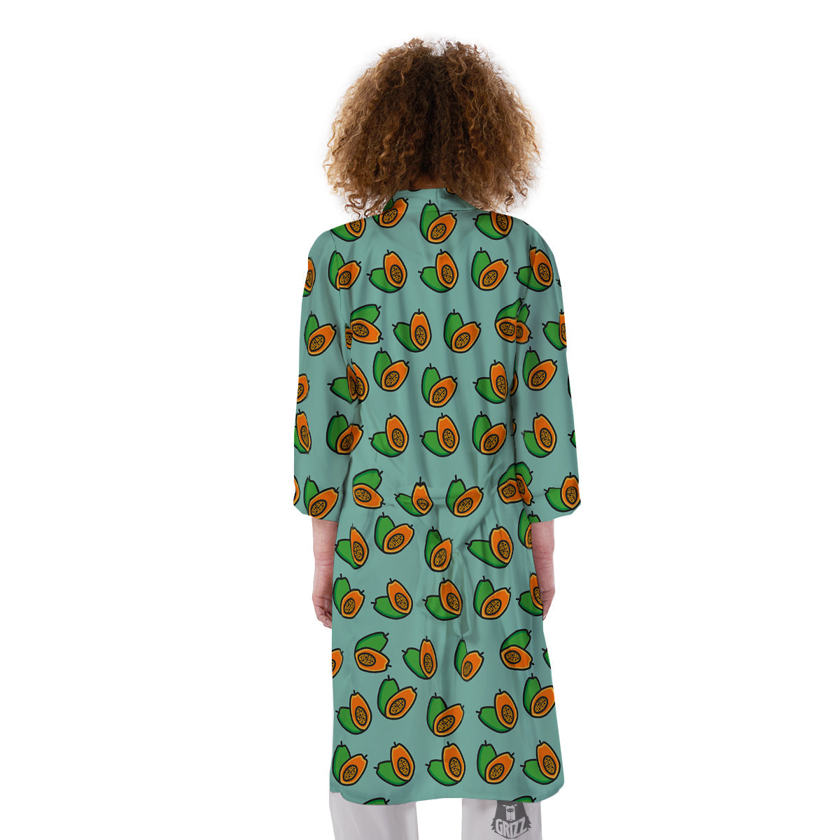 Cartoon Papaya Print Pattern Kimono-grizzshop