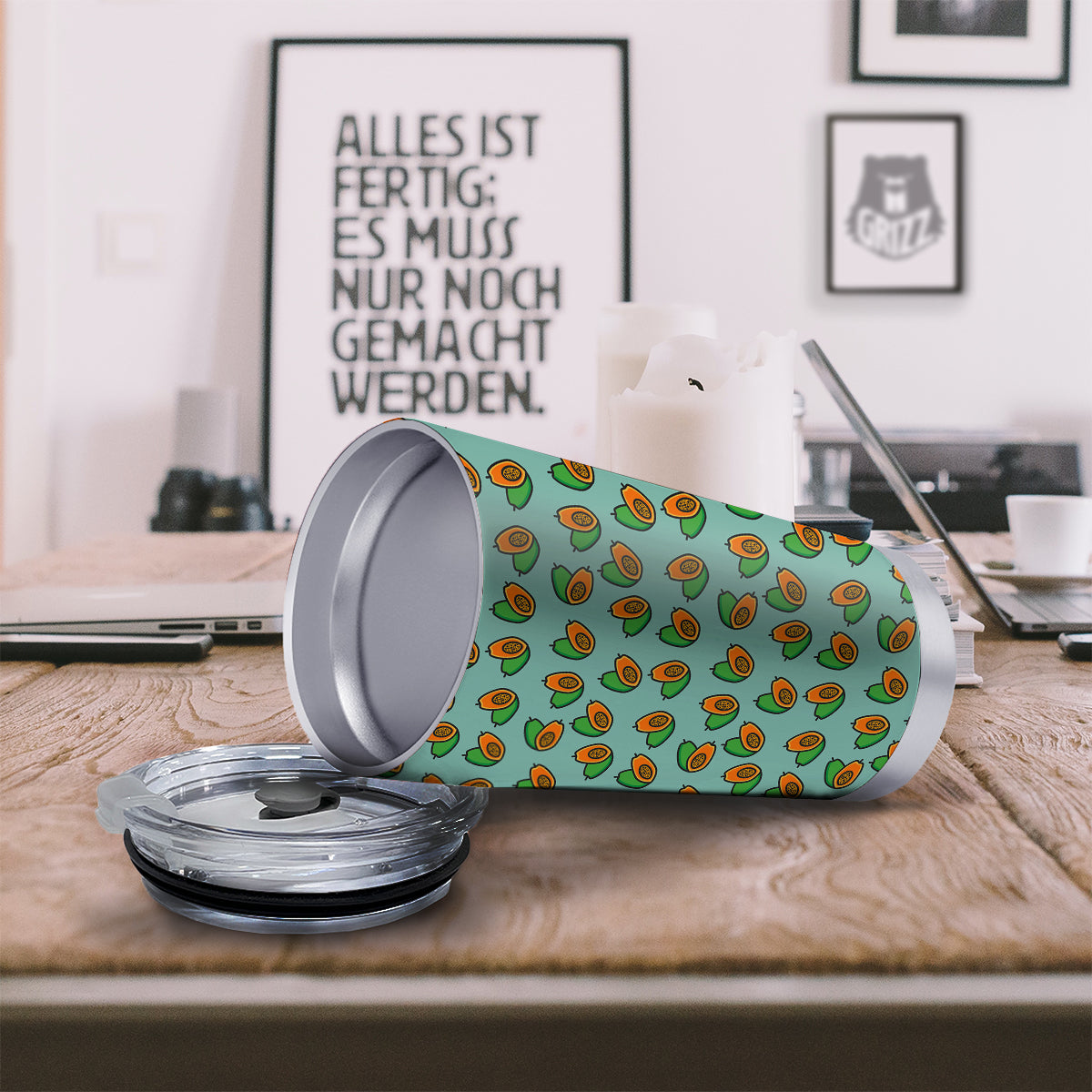 Cartoon Papaya Print Pattern Tumbler-grizzshop