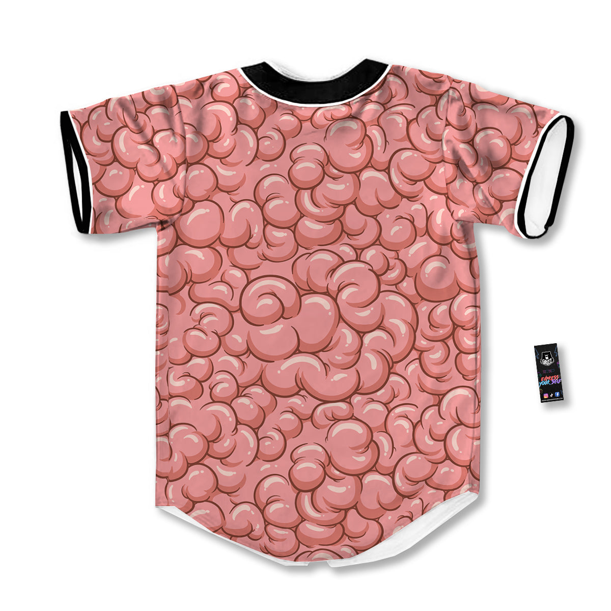 Cartoon Pink Brain Print Pattern Baseball Jersey-grizzshop