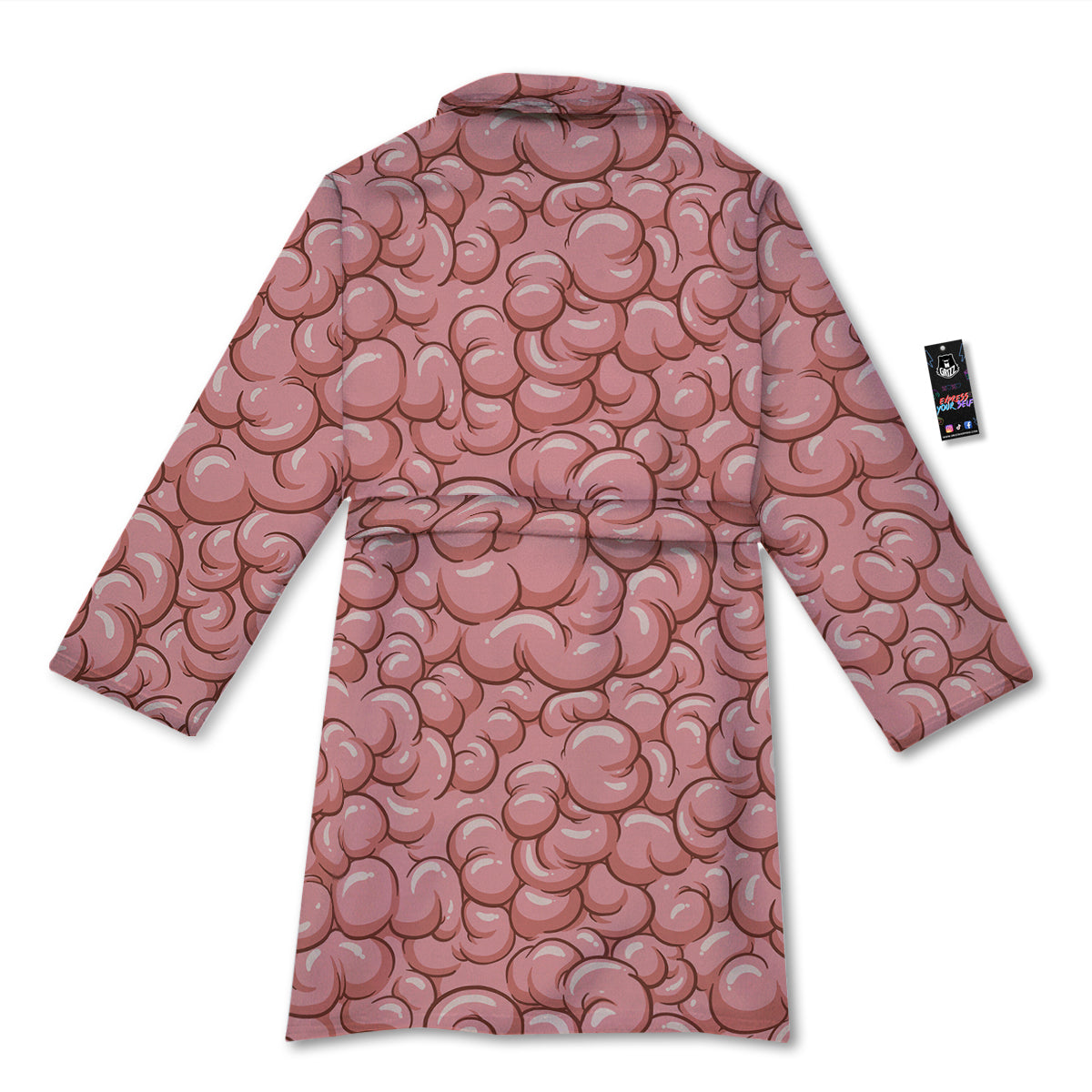 Cartoon Pink Brain Print Pattern Bathrobe-grizzshop