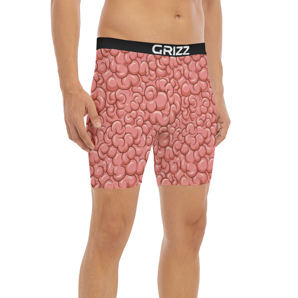 Cartoon Pink Brain Print Pattern Boxer Briefs-grizzshop