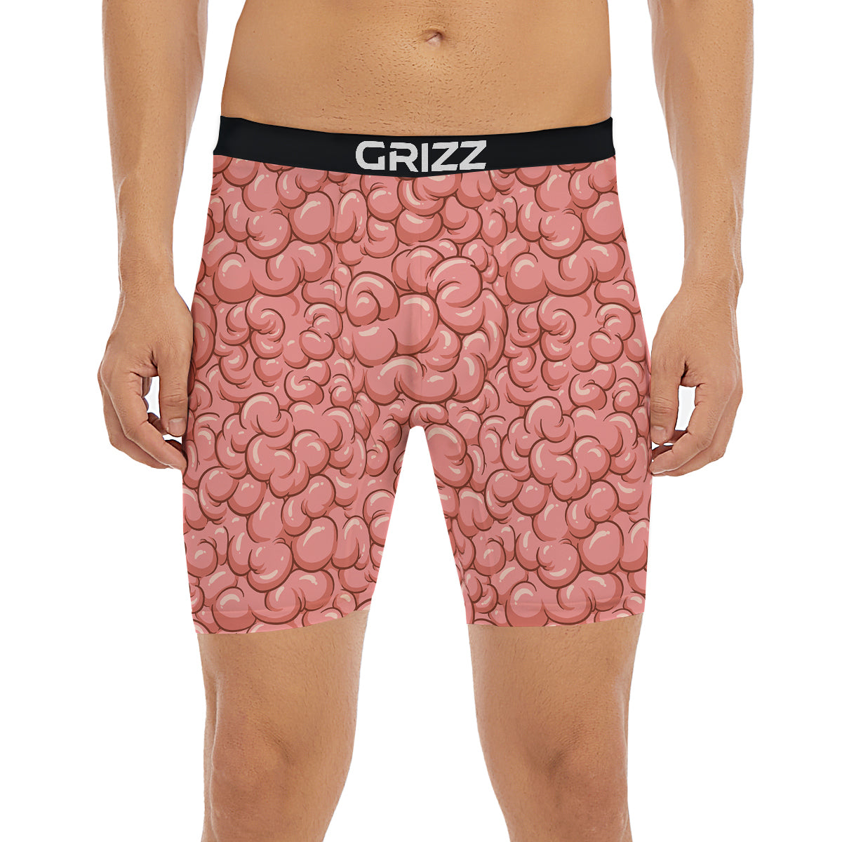 Cartoon Pink Brain Print Pattern Boxer Briefs-grizzshop