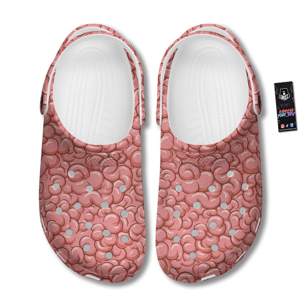 Cartoon Pink Brain Print Pattern Clog-grizzshop