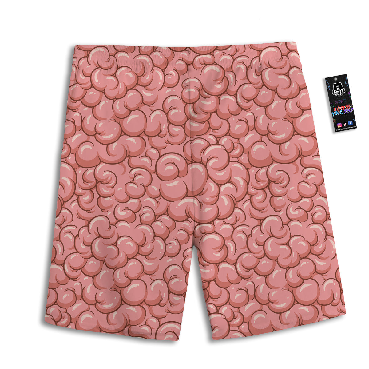 Cartoon Pink Brain Print Pattern Men's Athletic Shorts