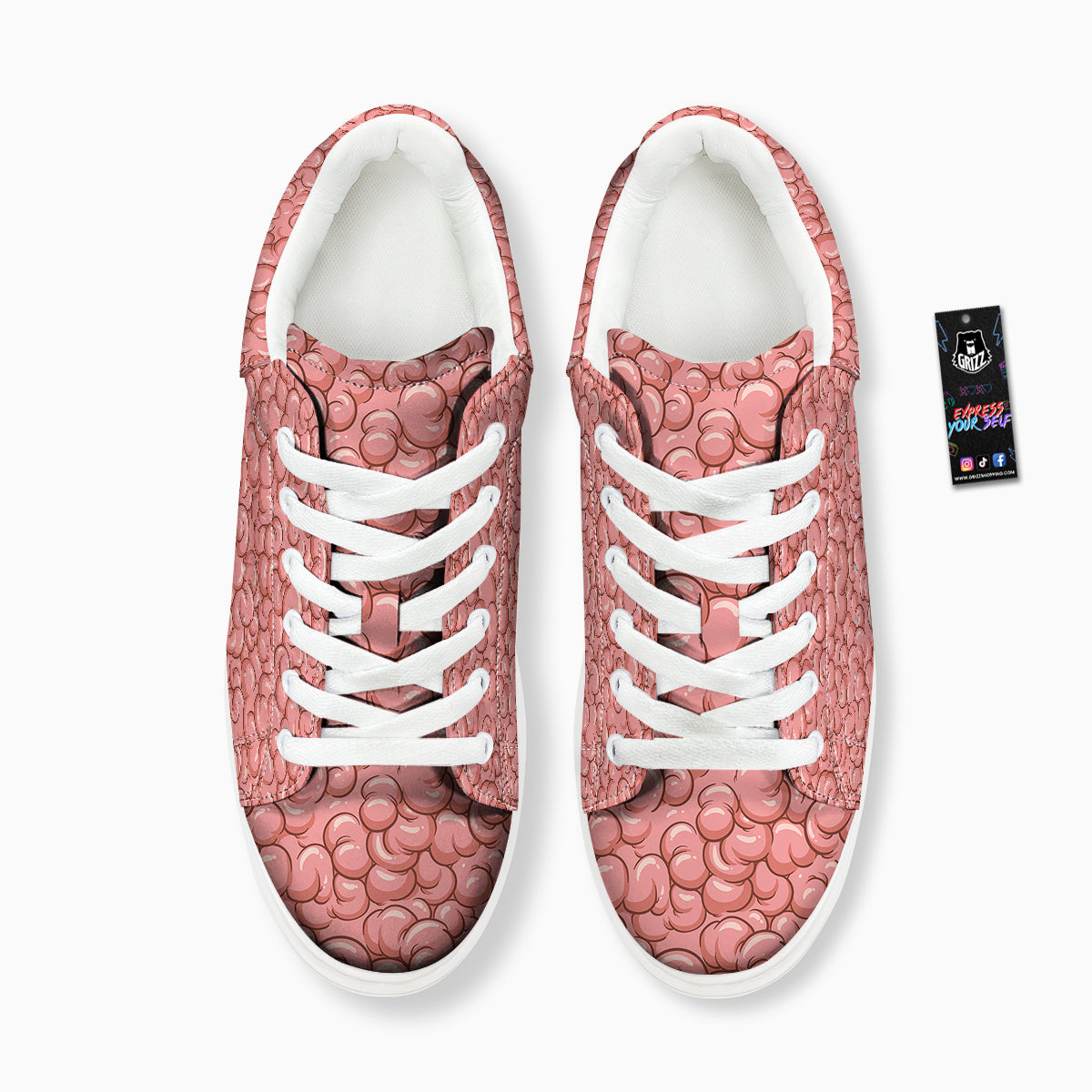 Cartoon Pink Brain Print Pattern Platform Shoes-grizzshop