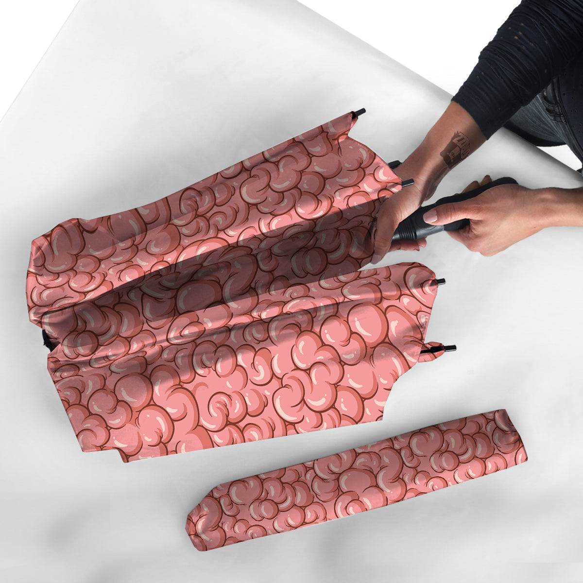 Cartoon Pink Brain Print Pattern Umbrella-grizzshop