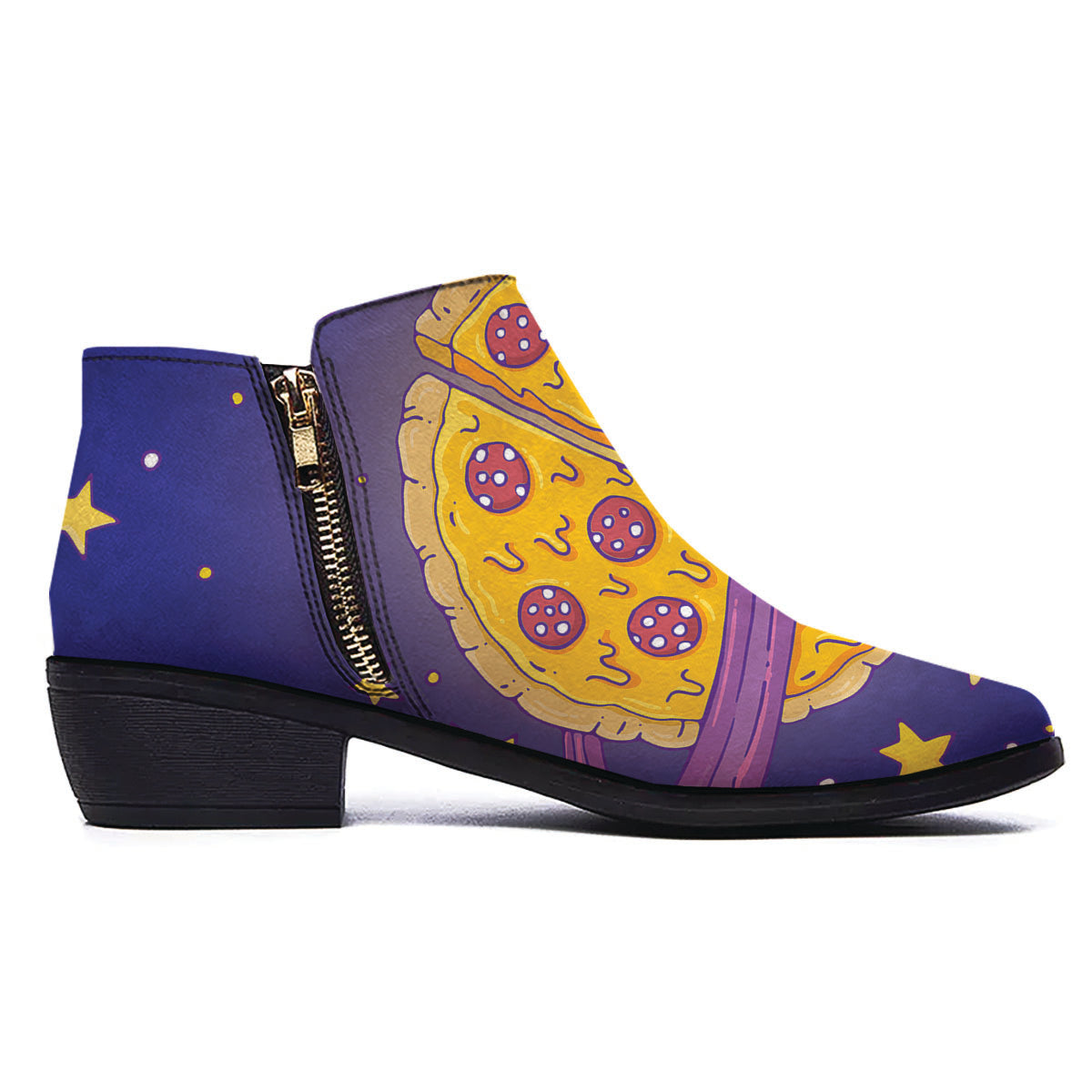 Cartoon Pizza Planet Print Ankle Boots-grizzshop