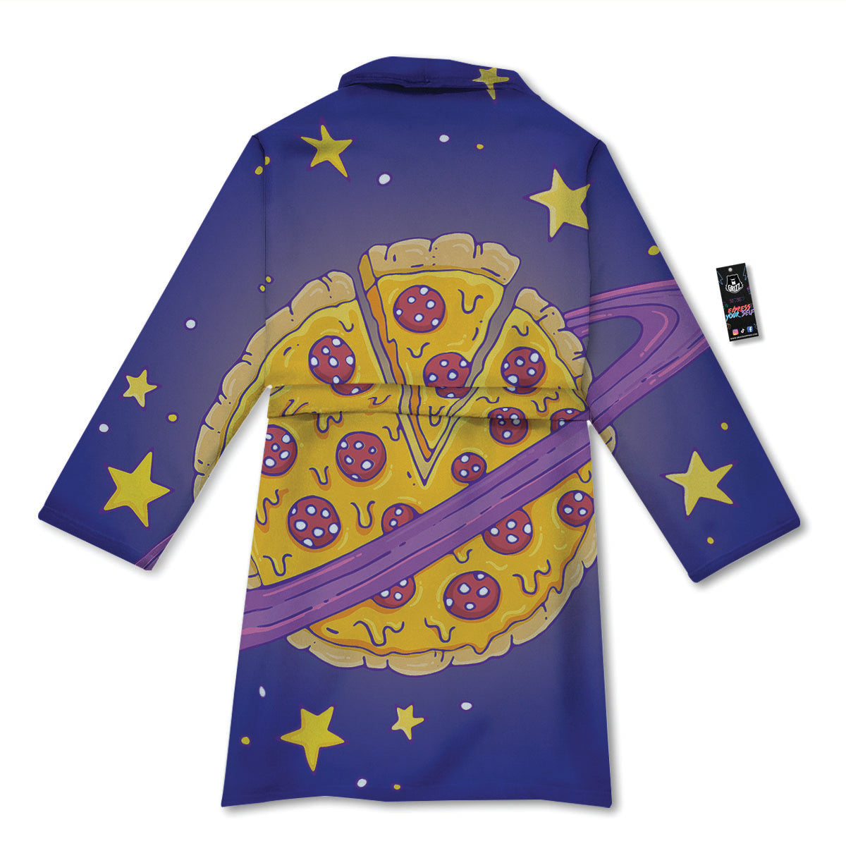 Cartoon Pizza Planet Print Bathrobe-grizzshop