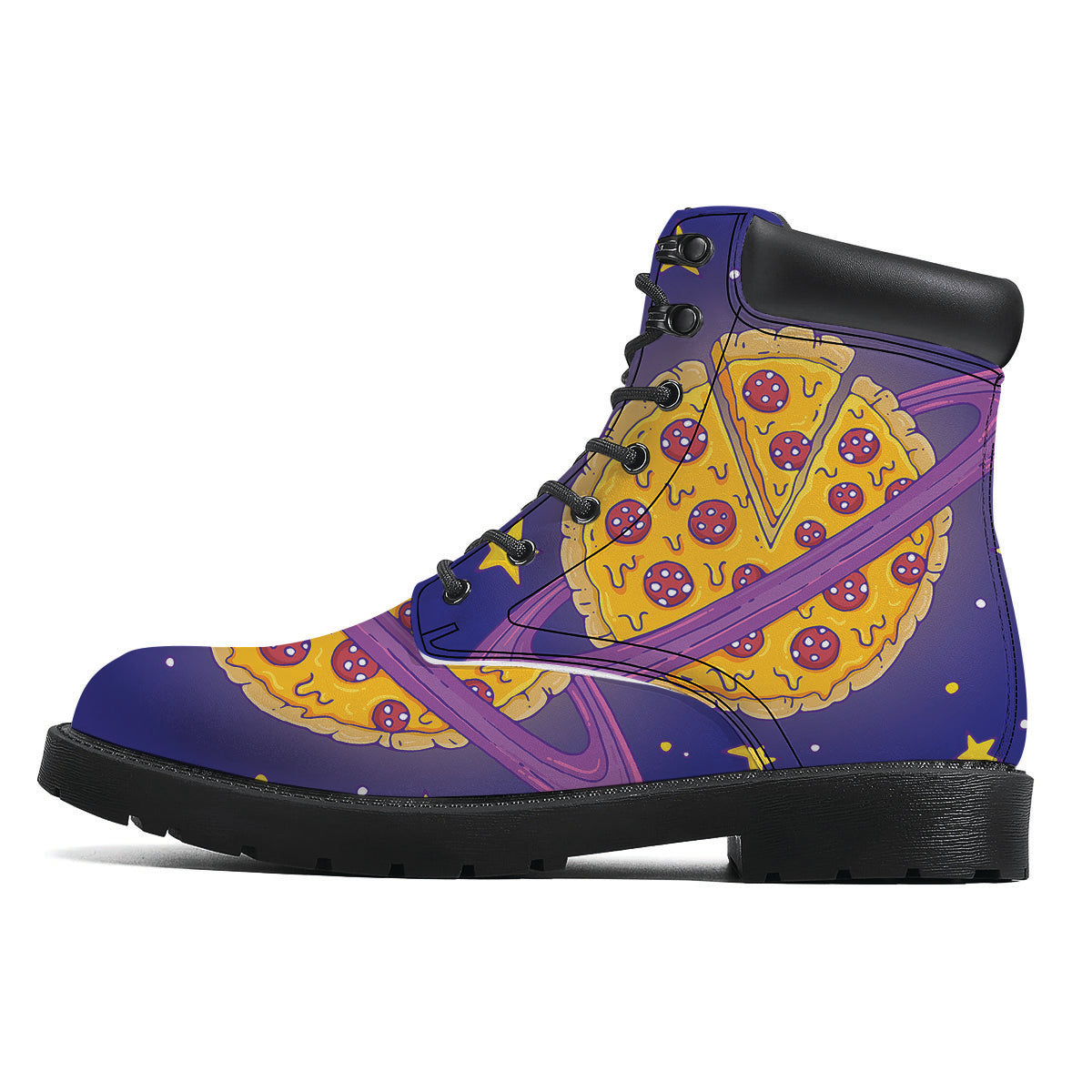 Cartoon Pizza Planet Print Boots-grizzshop