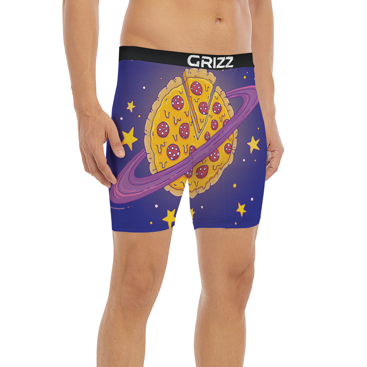 Cartoon Pizza Planet Print Boxer Briefs-grizzshop