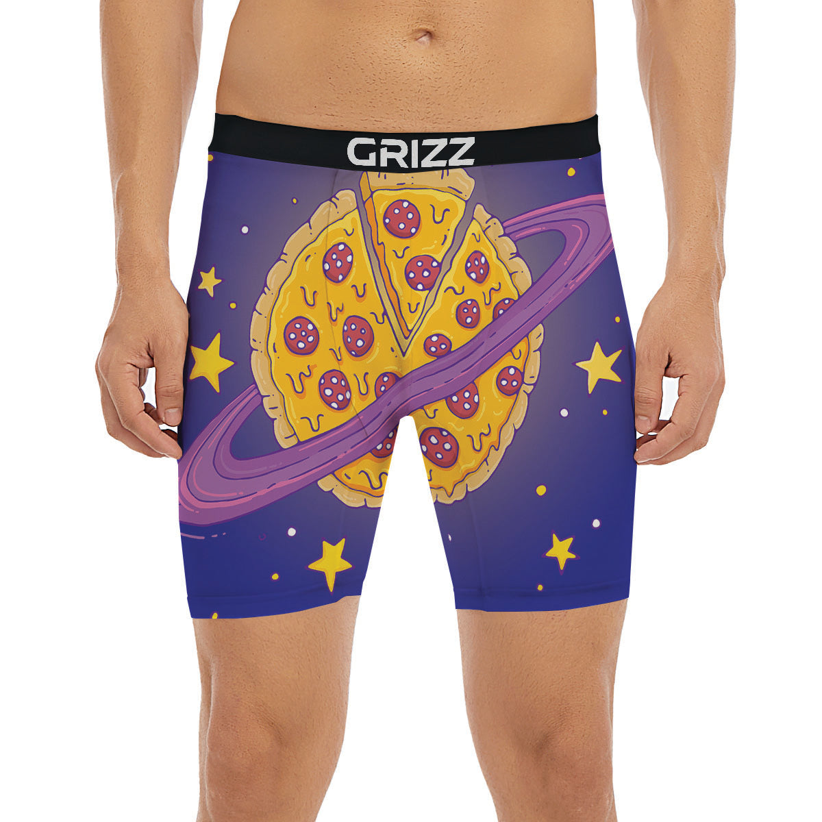 Cartoon Pizza Planet Print Boxer Briefs-grizzshop