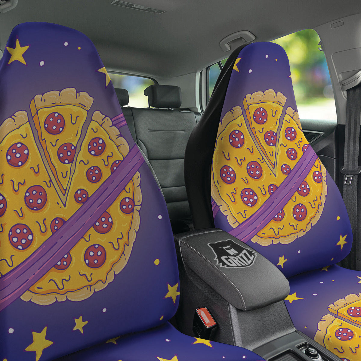 Cartoon Pizza Planet Print Car Seat Covers-grizzshop