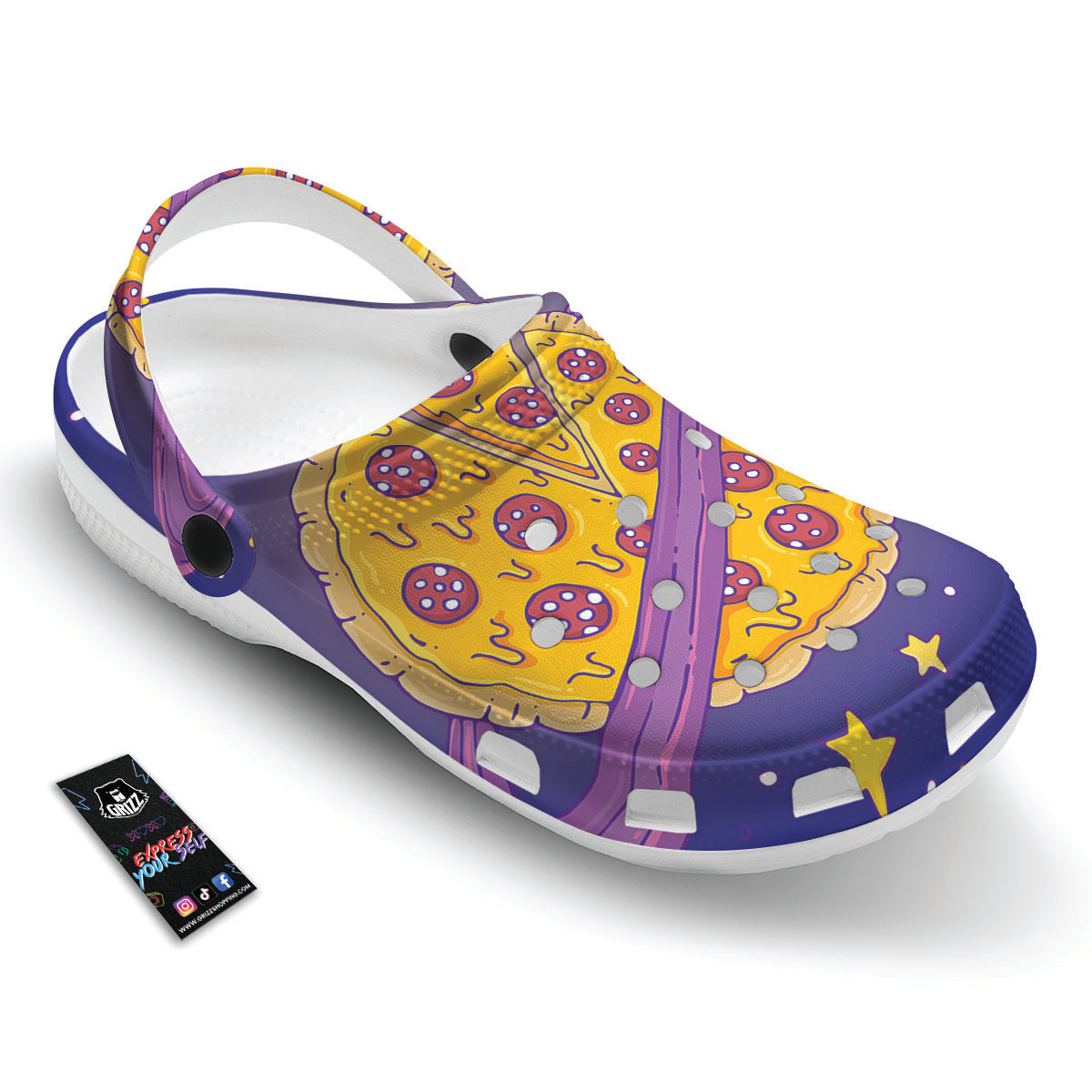 Cartoon Pizza Planet Print Clog-grizzshop