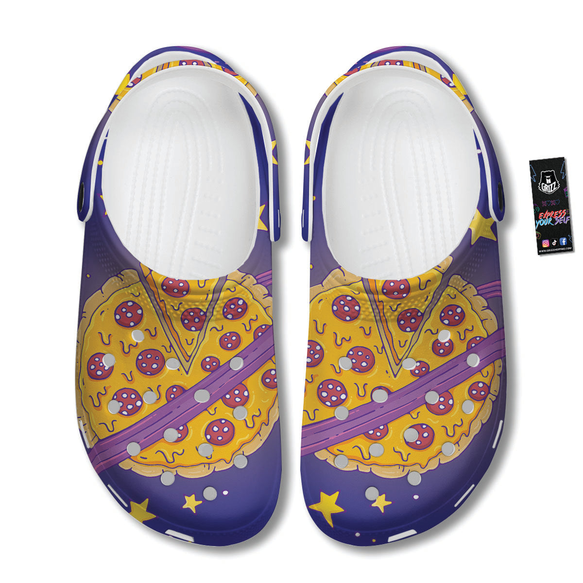 Cartoon Pizza Planet Print Clog-grizzshop