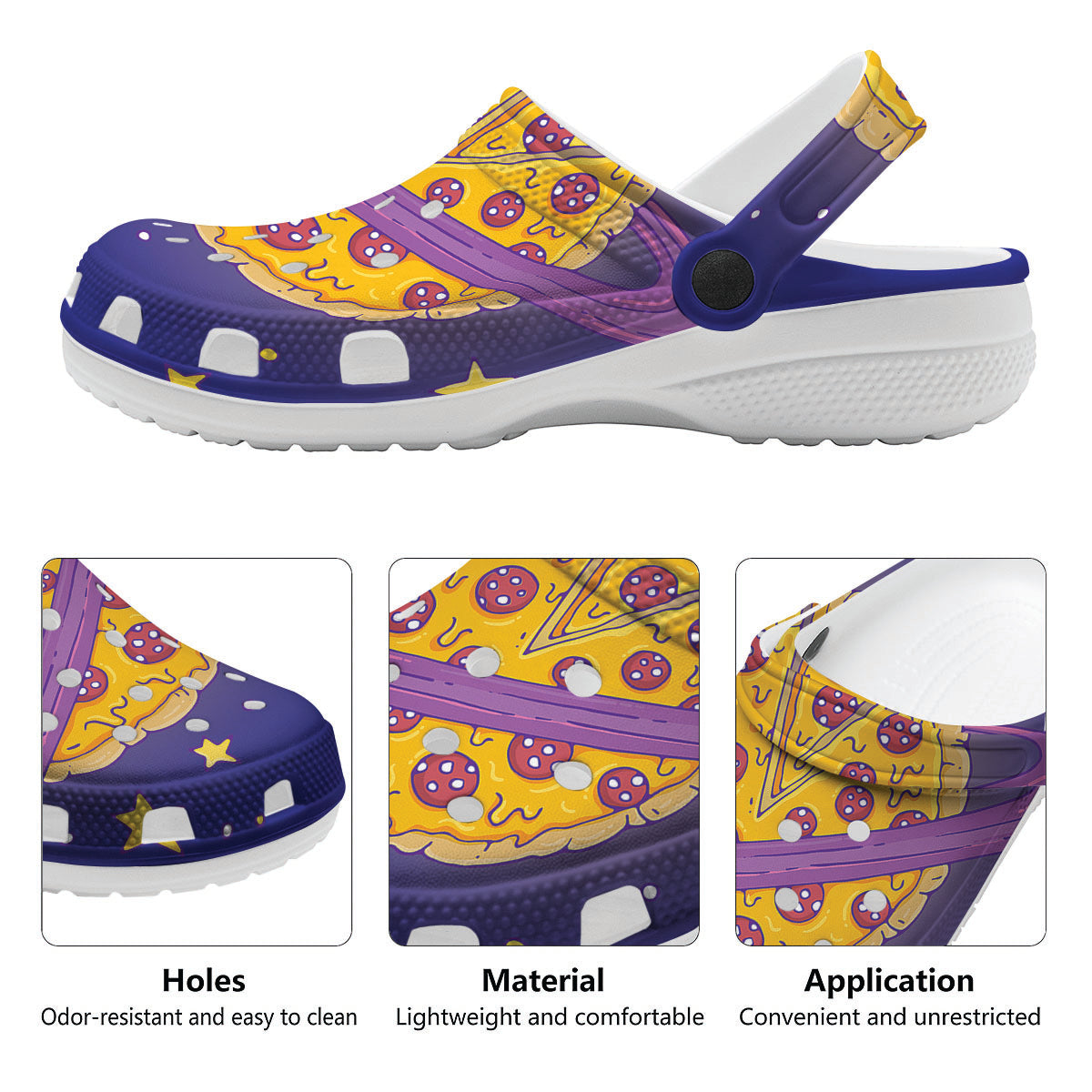 Cartoon Pizza Planet Print Clog-grizzshop