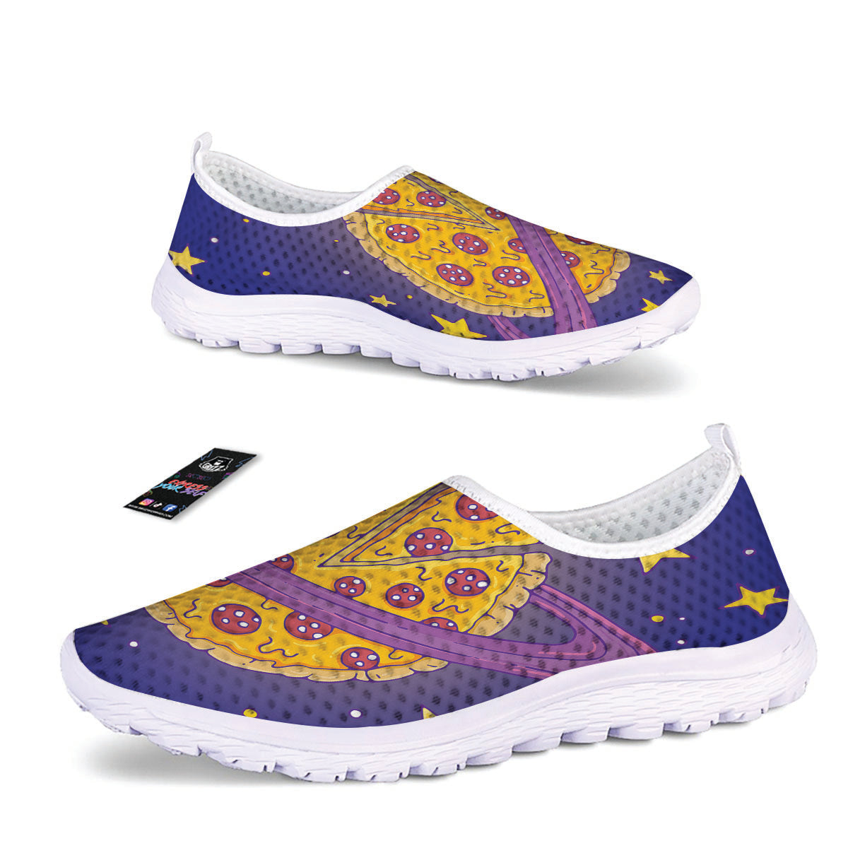 Cartoon Pizza Planet Print Nurse Shoes-grizzshop