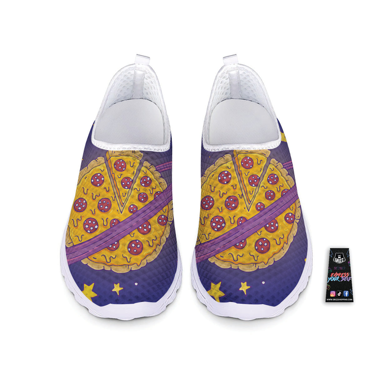 Cartoon Pizza Planet Print Nurse Shoes-grizzshop
