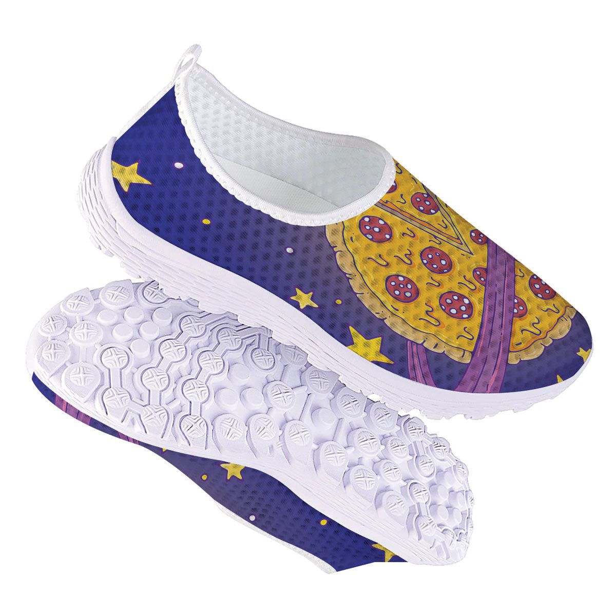 Cartoon Pizza Planet Print Nurse Shoes-grizzshop