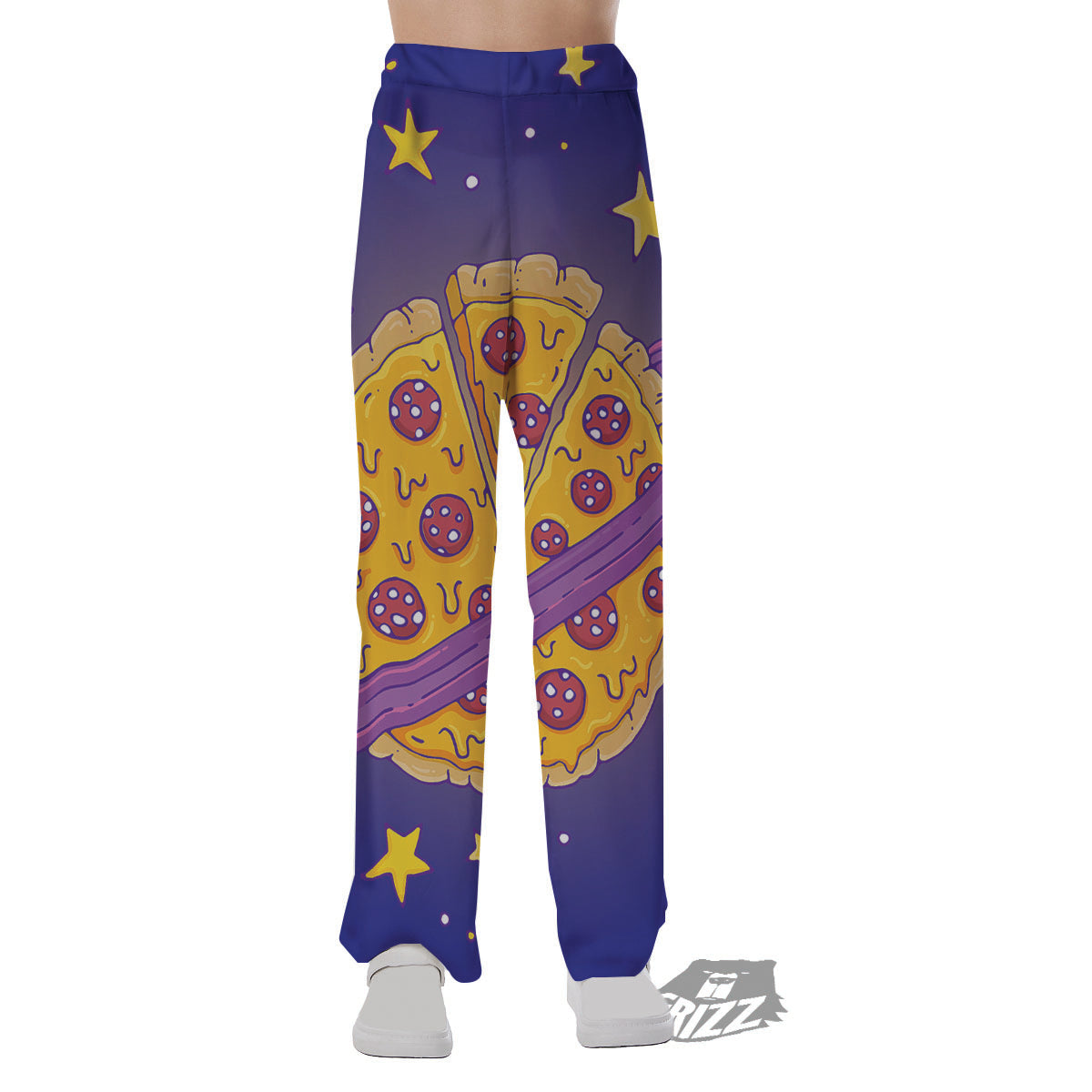 Cartoon Pizza Planet Print Pajama Pants-grizzshop