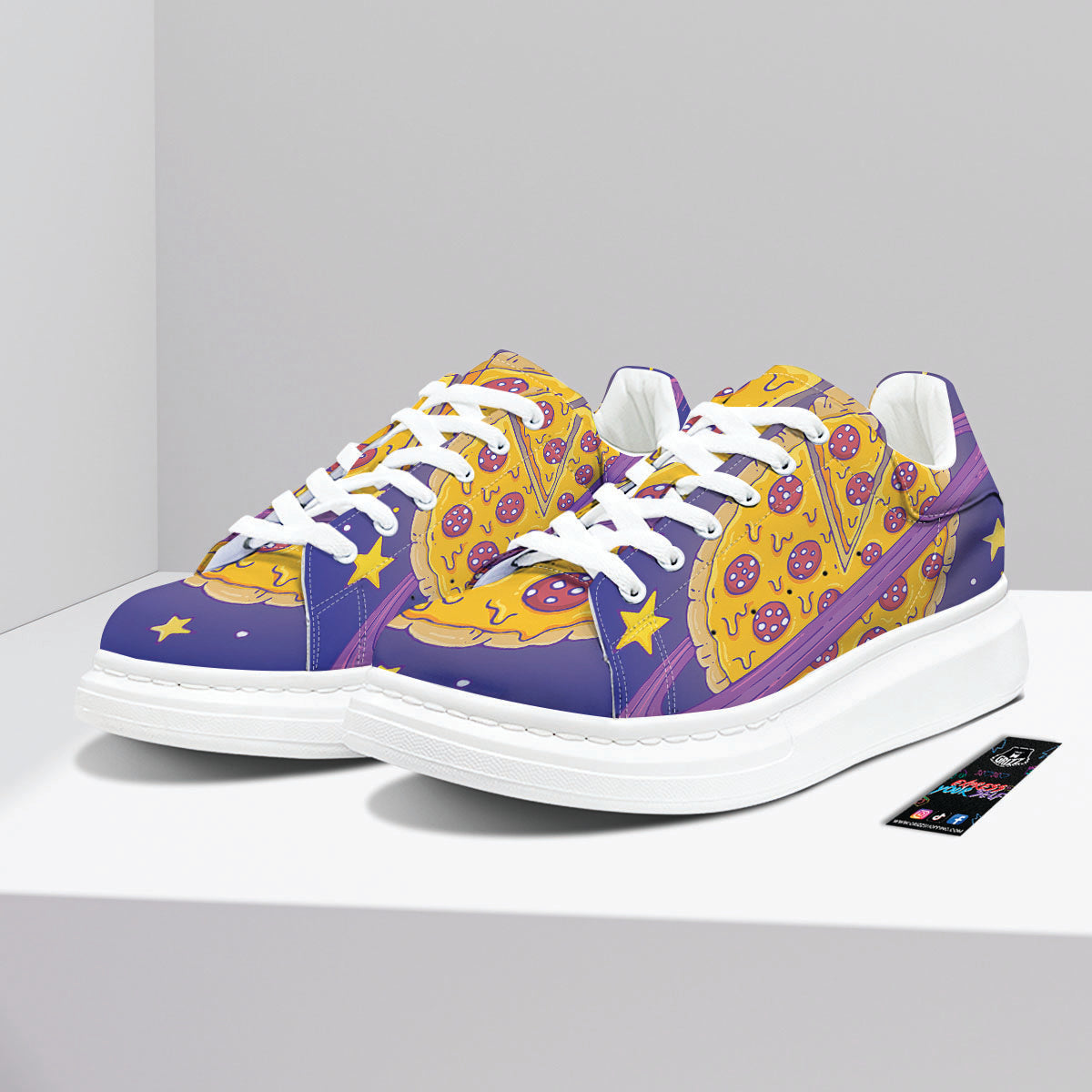 Cartoon Pizza Planet Print Platform Shoes-grizzshop