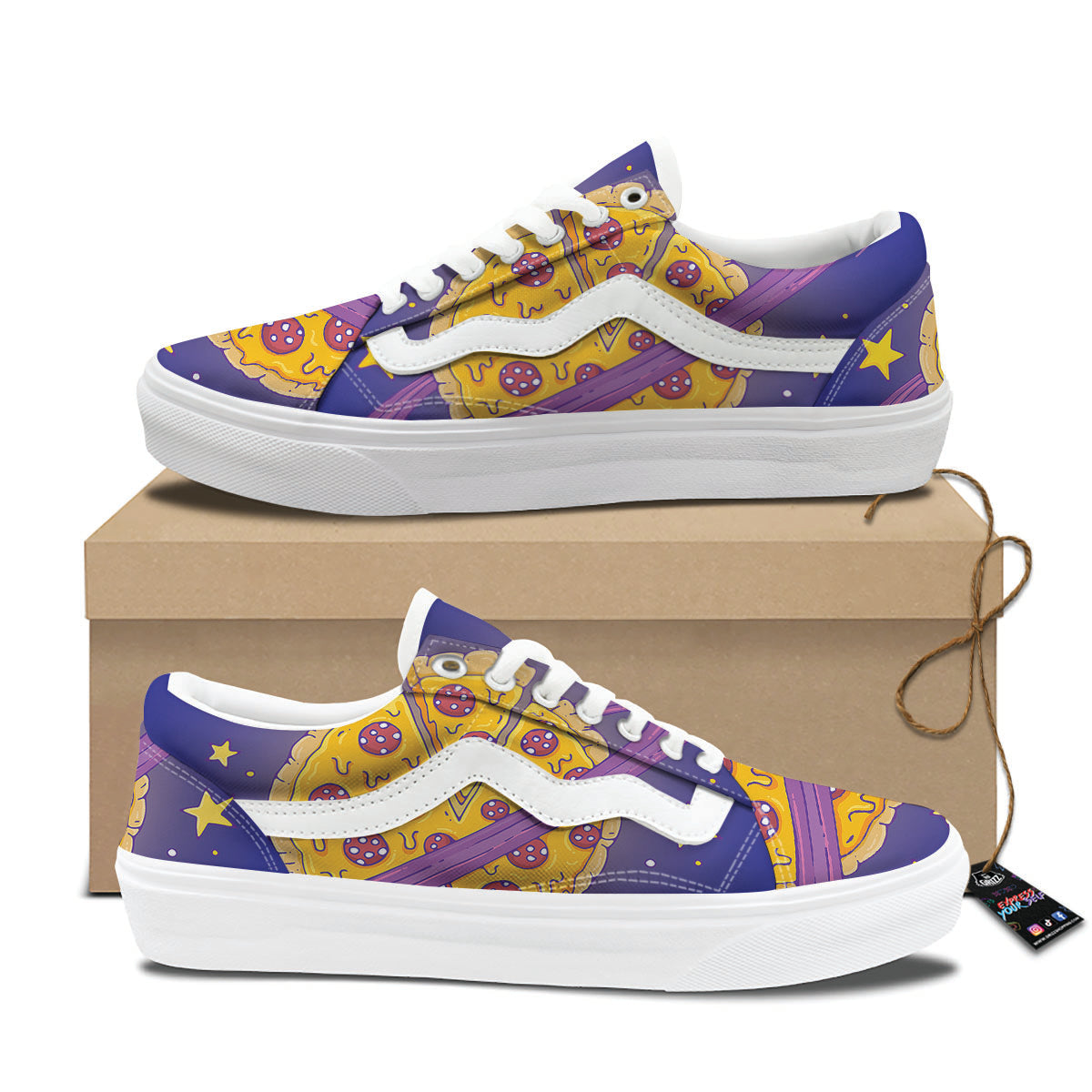 Cartoon Pizza Planet Print Skate Shoes-grizzshop
