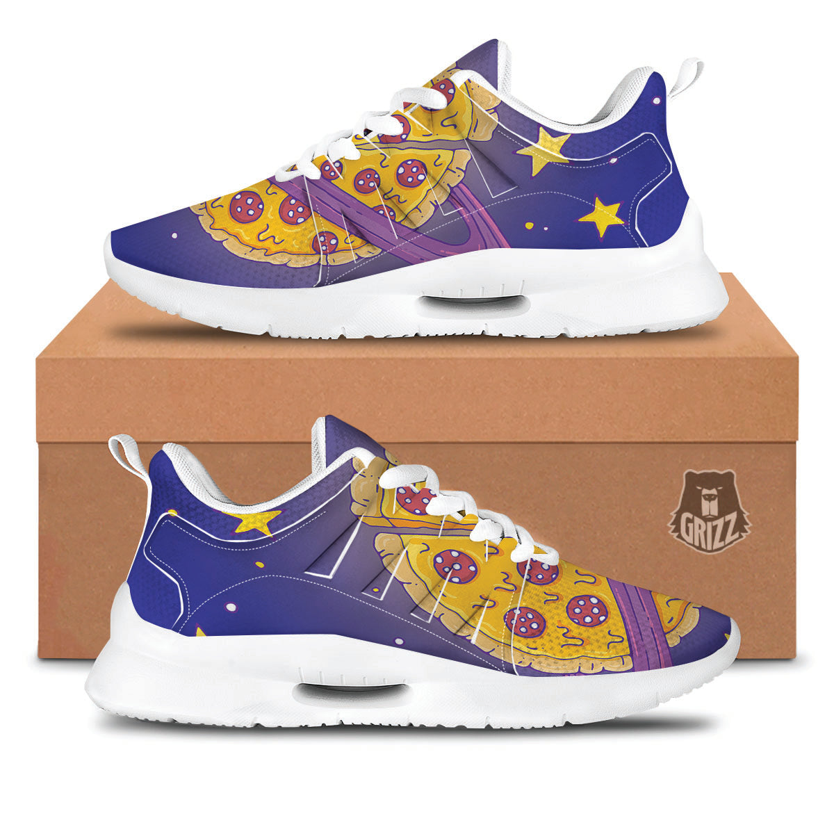 Cartoon Pizza Planet Print Tennis Shoes-grizzshop