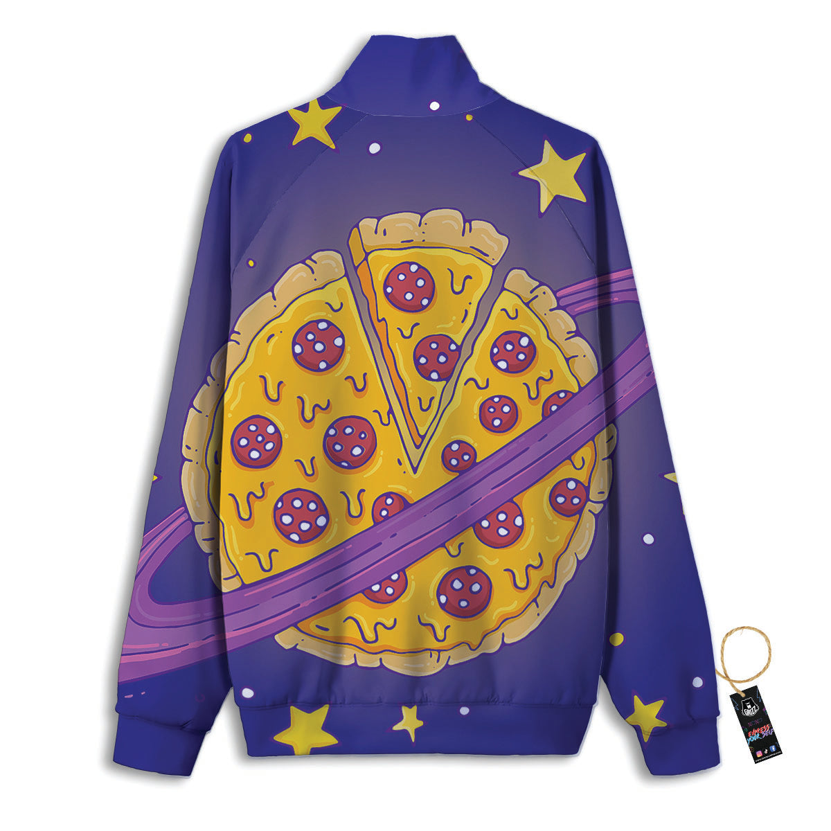 Cartoon Pizza Planet Print Track Jacket-grizzshop