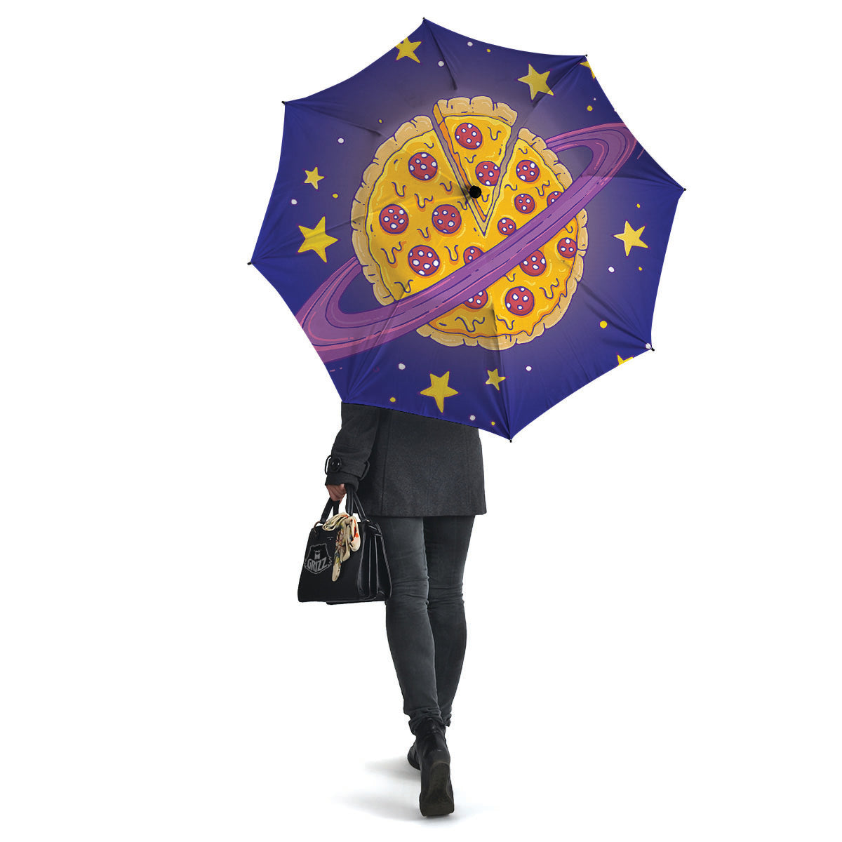 Cartoon Pizza Planet Print Umbrella-grizzshop