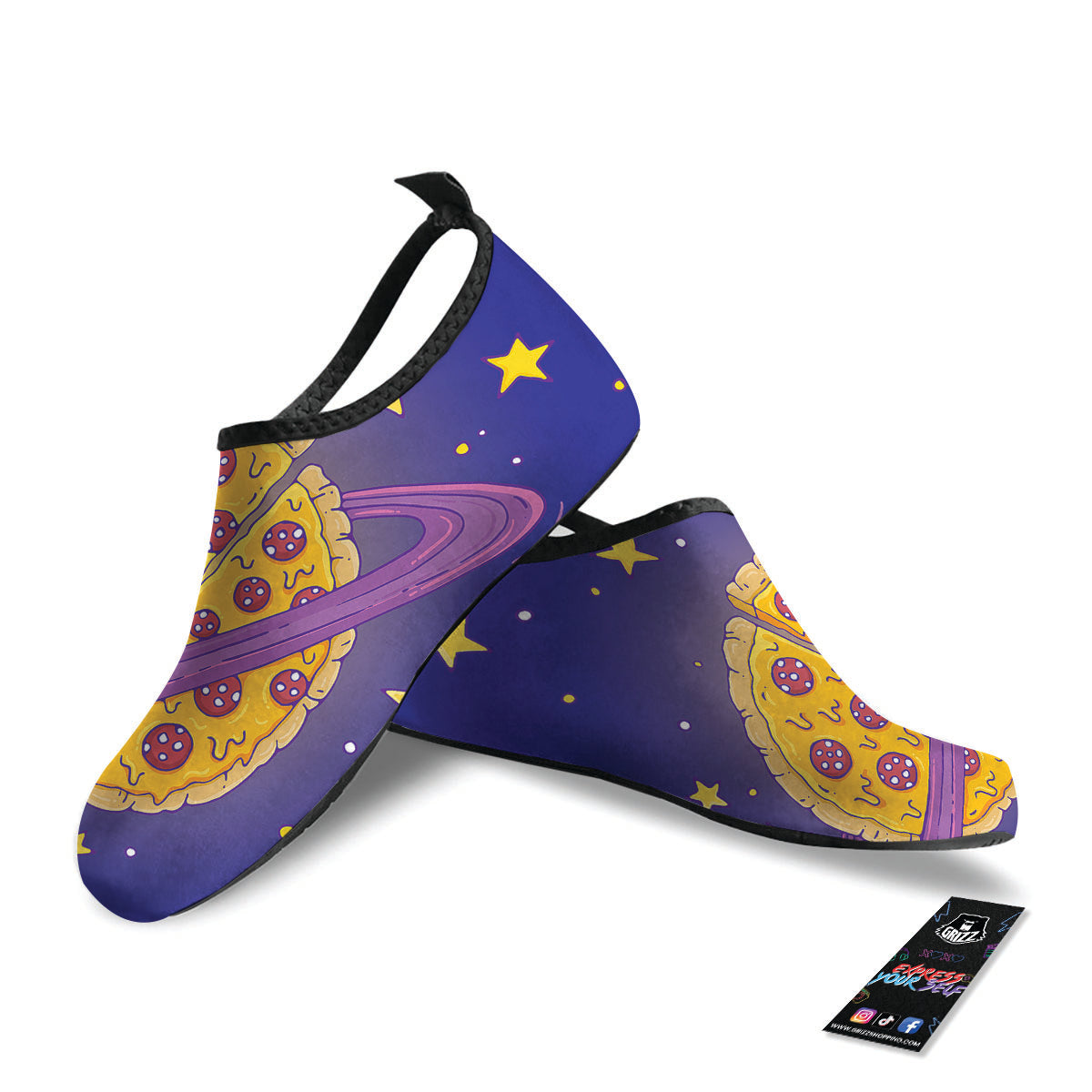 Cartoon Pizza Planet Print Water Shoes-grizzshop