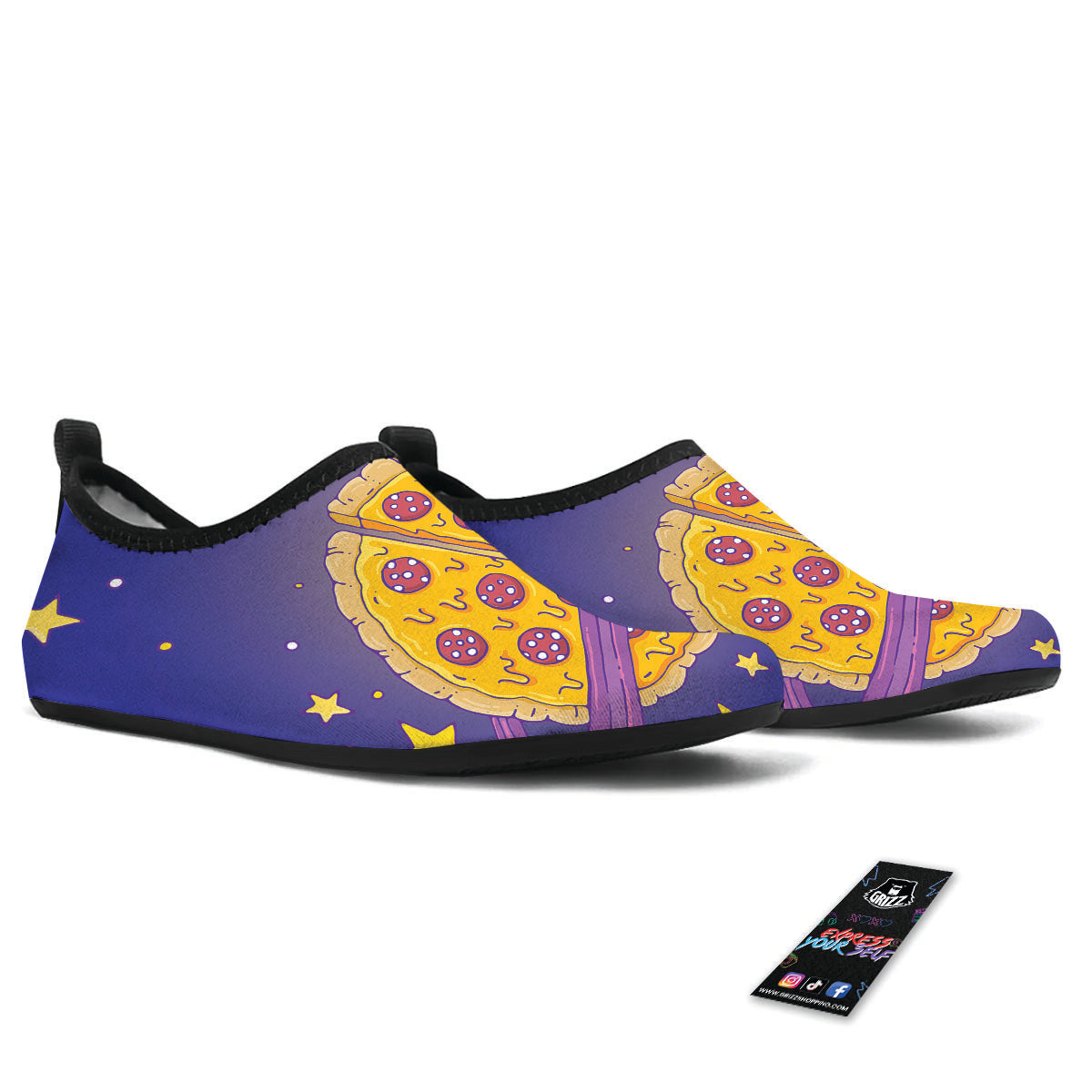 Cartoon Pizza Planet Print Water Shoes-grizzshop