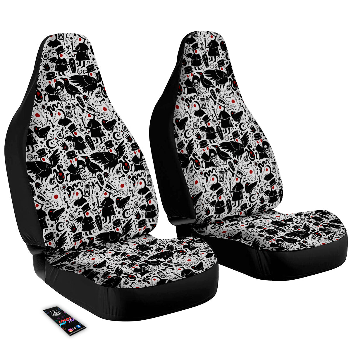 Cartoon Plague Doctors And Crows Red Eyes Print Pattern Car Seat Covers-grizzshop