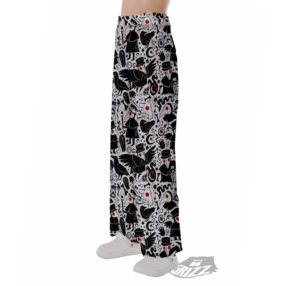 Cartoon Plague Doctors And Crows Red Eyes Print Pattern Pajama Pants-grizzshop