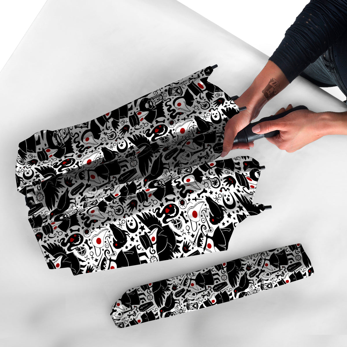 Cartoon Plague Doctors And Crows Red Eyes Print Pattern Umbrella-grizzshop
