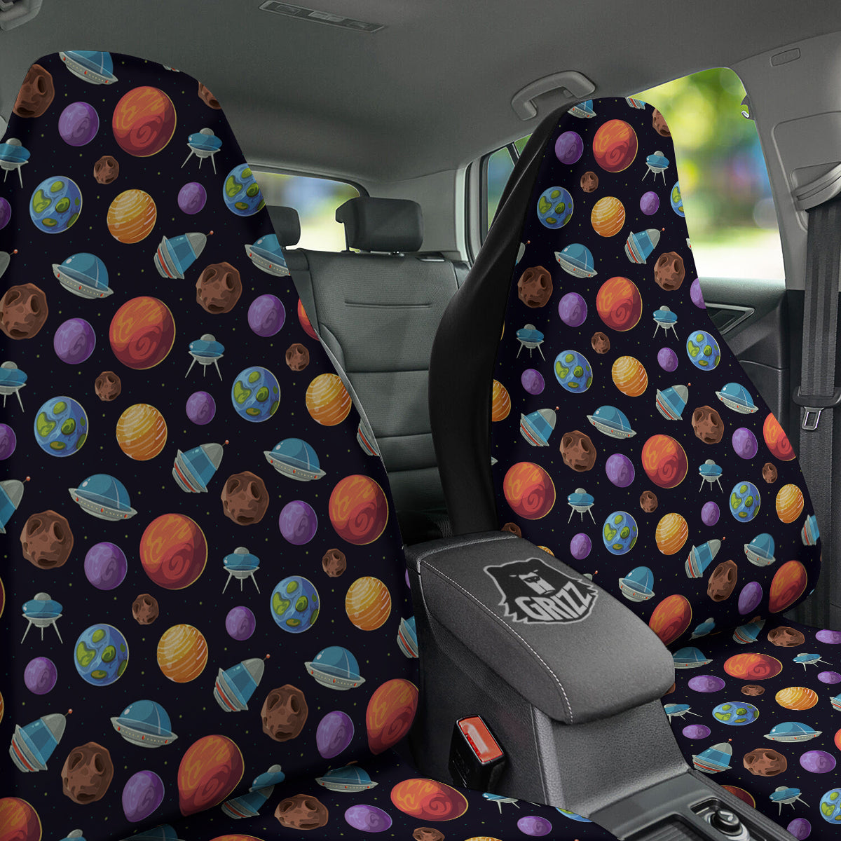 Cartoon Planets Colorful UFO Print Pattern Car Seat Covers-grizzshop