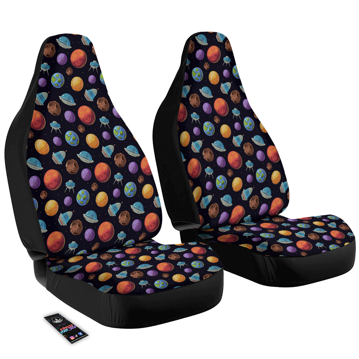 Cartoon Planets Colorful UFO Print Pattern Car Seat Covers-grizzshop