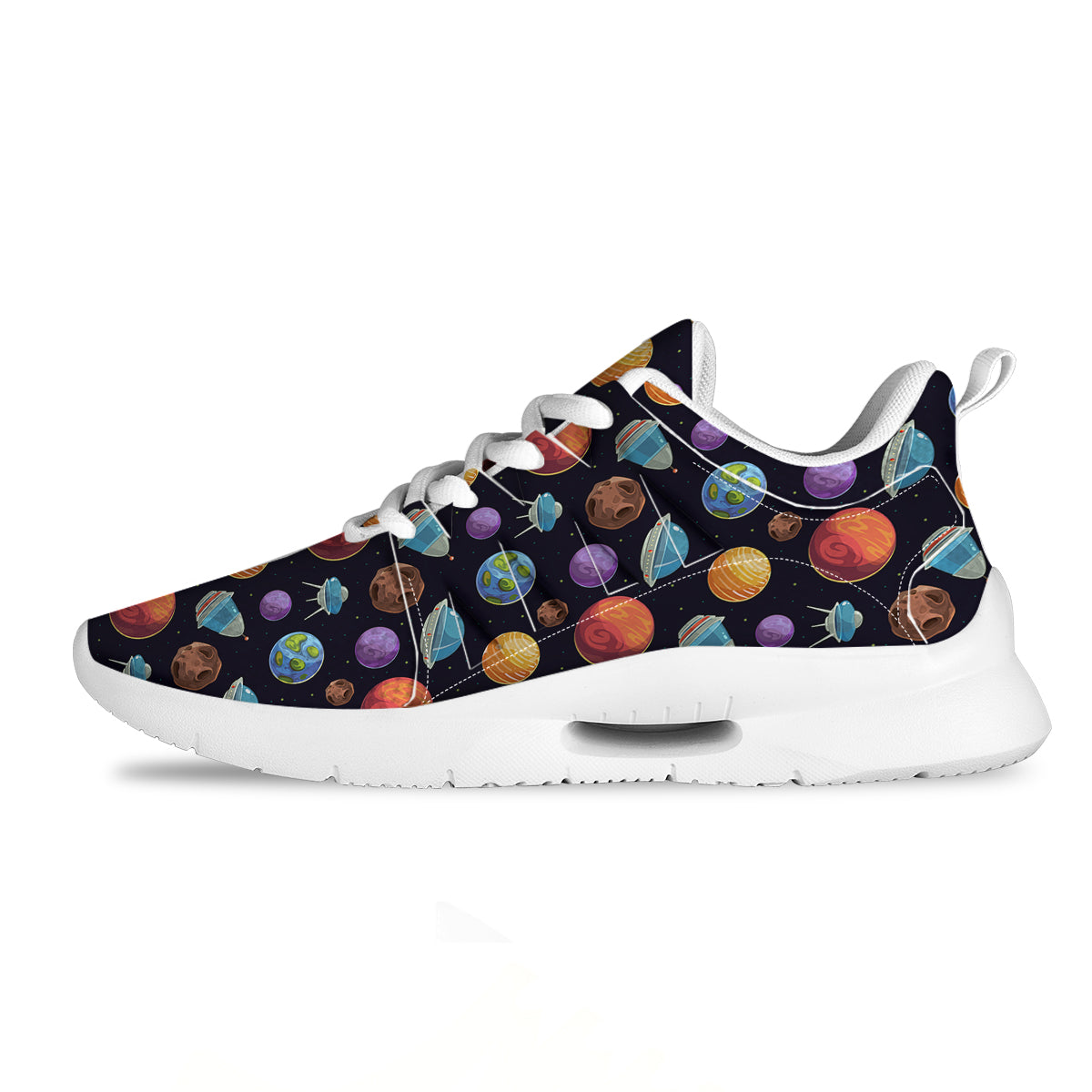 Cartoon Planets Colorful UFO Print Pattern Tennis Shoes-grizzshop