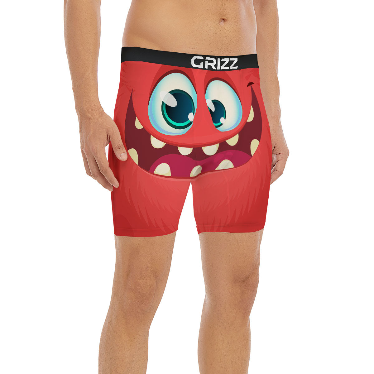 Cartoon Red Monster Face Cute Print Boxer Briefs-grizzshop