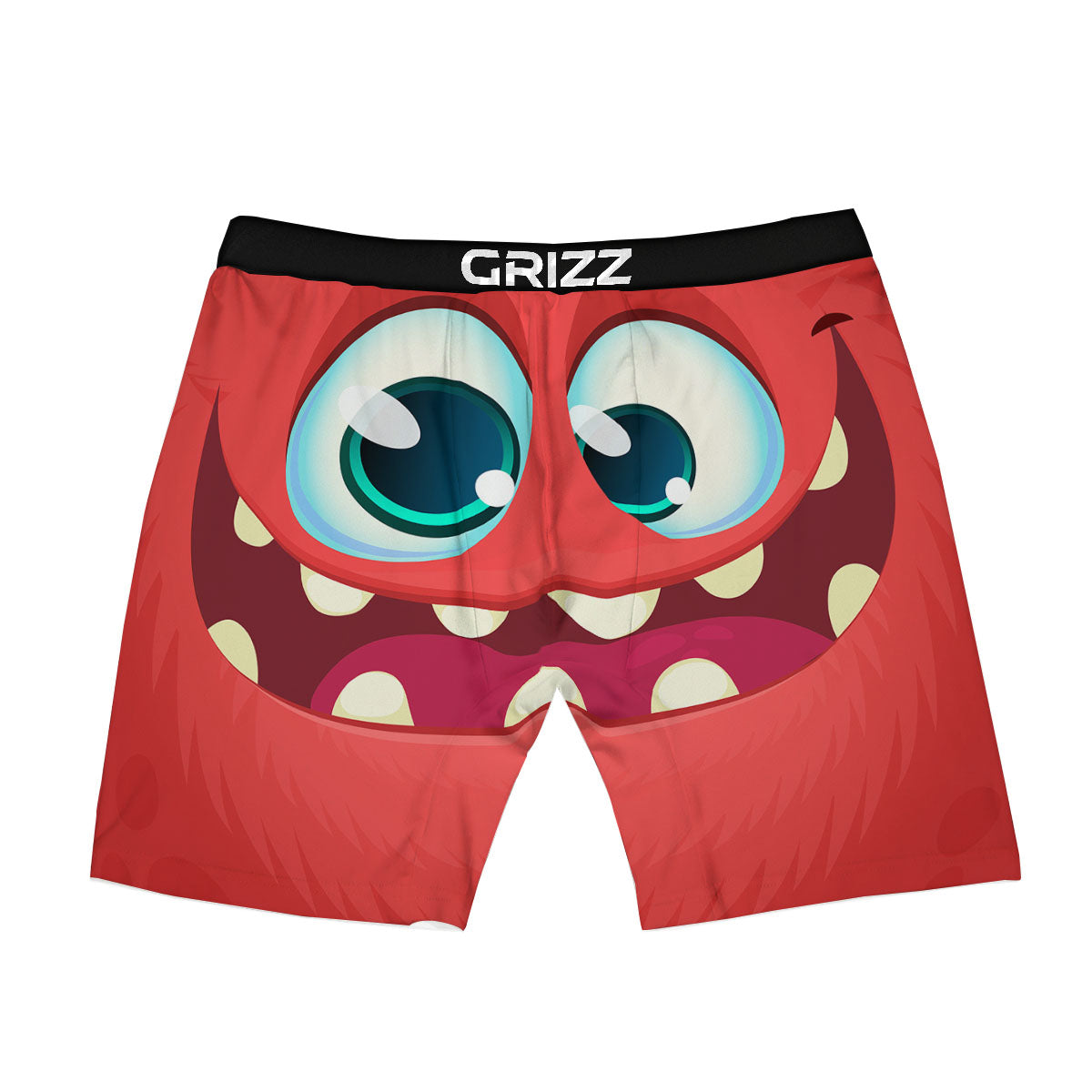 Cartoon Red Monster Face Cute Print Boxer Briefs-grizzshop